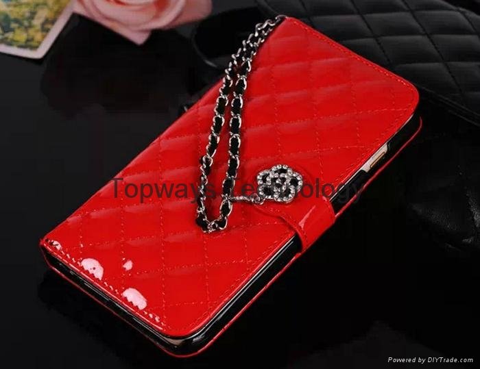 Lambski Leather Wallet Flip Cover With Chain for IPhone 6 Plus Card Holder Walle 4