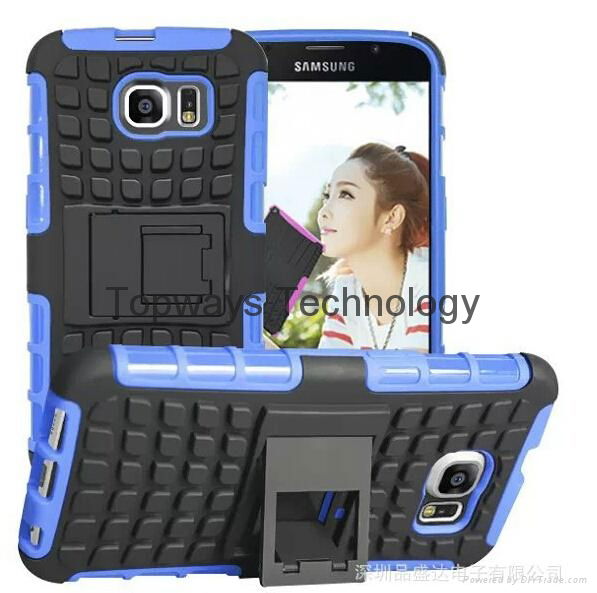 R   ed Hybrid Heavy Duty Kickstand Case For Samsung Galaxy S6 Phone Case  5