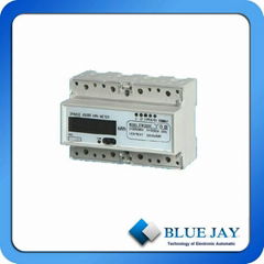 LCD Display Three Phase DIN Rail Mini Power Meter With Communication 