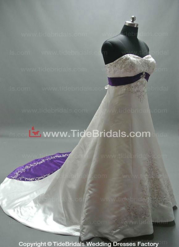 Popular Satin Bridal Gown Embroidery Plus Size Wedding Dress (ZJH301) 3