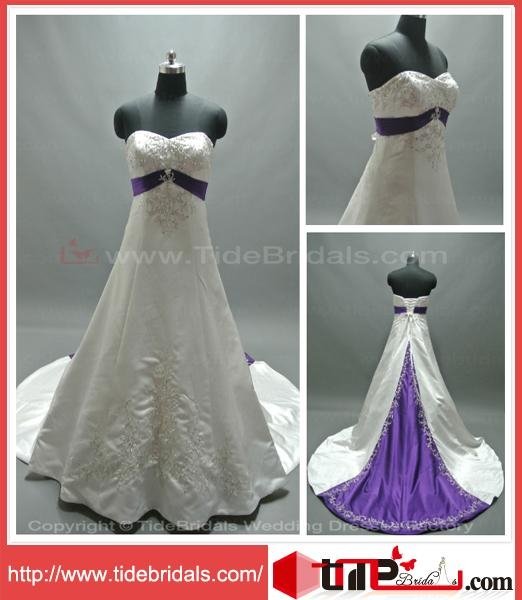 Popular Satin Bridal Gown Embroidery Plus Size Wedding Dress (ZJH301) 4