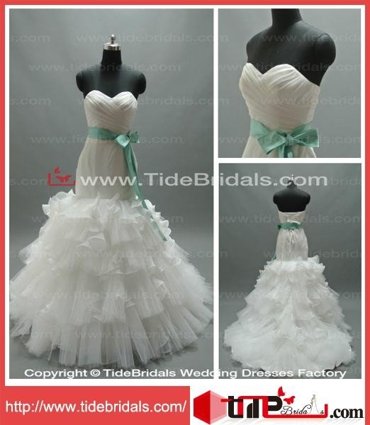 High Quality Mermaid Sweetheart Strapless Organza Wedding Dress (LT5749)