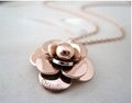 Fashion steel jewelry -Channel rose golden flower pendant necklace