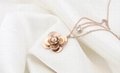 Fashion steel jewelry -Channel rose golden flower pendant necklace 2
