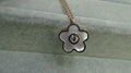 Fashion steel jewelry -Zircon with Nature Sea Shell Plum Flower Necklace  