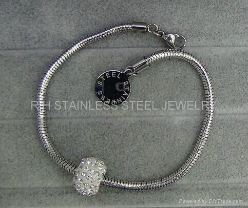 Fashion steel jewelry -14K Rose golden zirconia bracelet 2