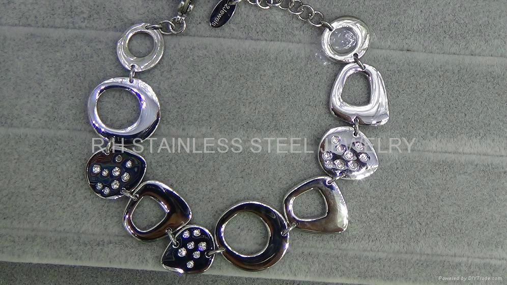 Fashion steel jewelry -14K Rose golden zirconia bracelet 3