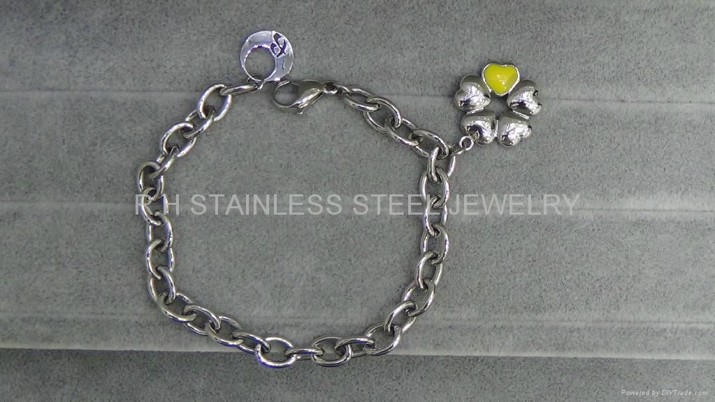 Fashion steel jewelry -14K Rose golden zirconia bracelet 4