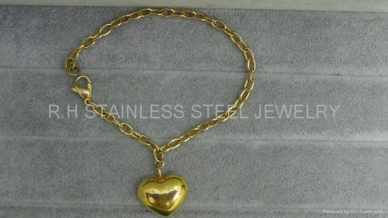 Fashion steel jewelry -14K Rose golden zirconia bracelet 5