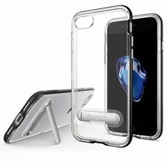 Iphone 5S 6/6S 7/7Plus TPU+PC Bumper Crystal Hybrid Anti-scratch Kickstand Case