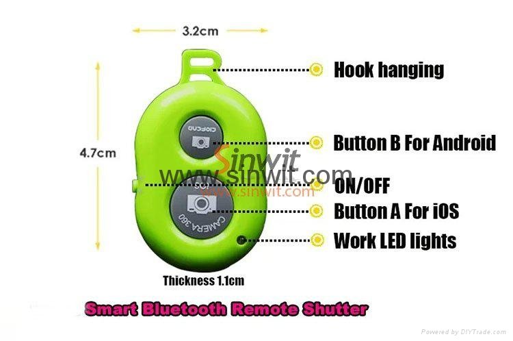  Bluetooth Remote Shutter WITH Self-portrait Camera Monopod 
