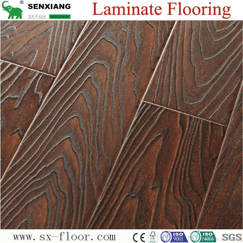 Germany Technology Ac4 Hdf Embossed Waterproof Waxed Edge Laminate Flooring