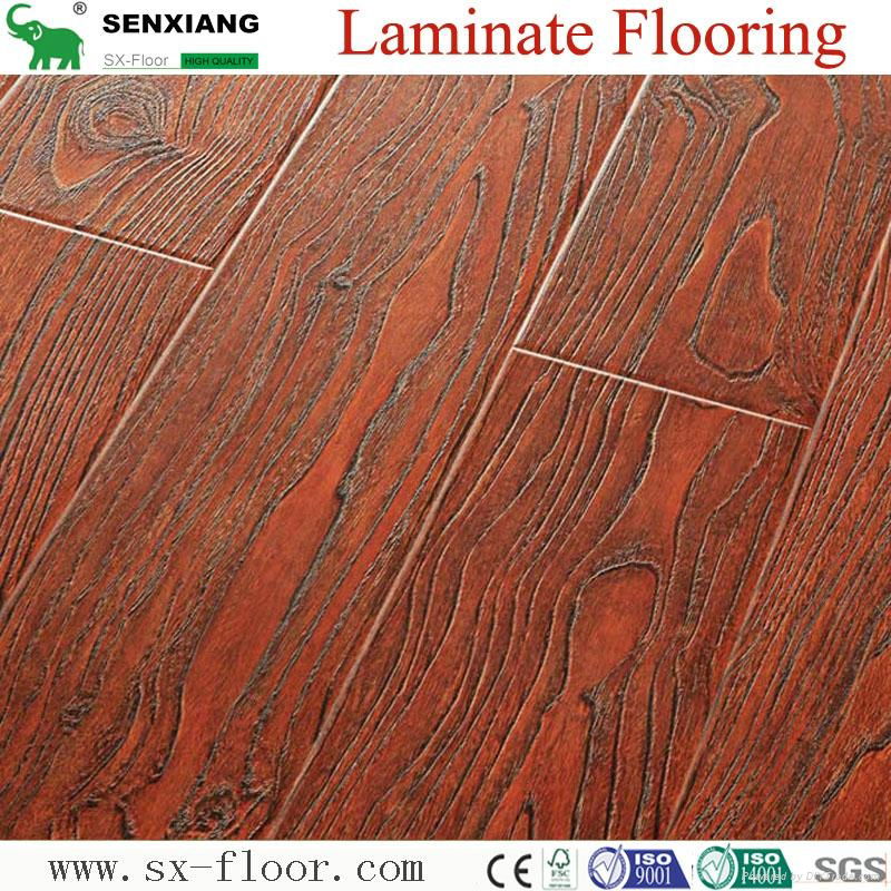 Germany Technology Ac4 Hdf Embossed Waterproof Waxed Edge Laminate Flooring 2