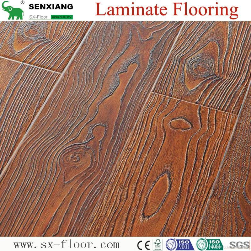 Germany Technology Ac4 Hdf Embossed Waterproof Waxed Edge Laminate Flooring 3