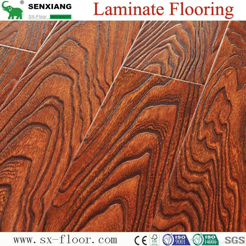 Germany Technology Ac4 Hdf Embossed Waterproof Waxed Edge Laminate Flooring 4