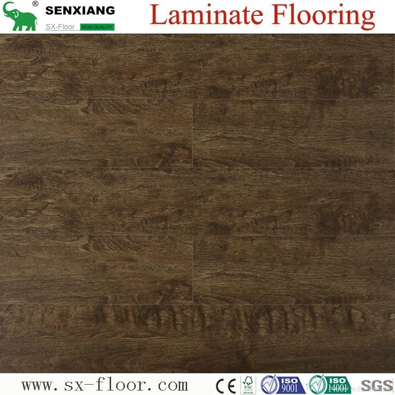 Wood Texture Deep Embossed & Handscraped Parquet Laminated Laminate Flooring 5