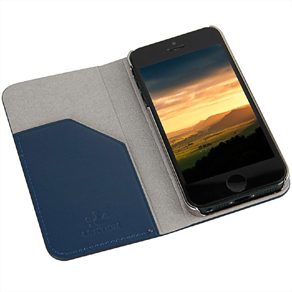 Genuine Leather Card Holder Flip Case for iPhone 5 5S 4