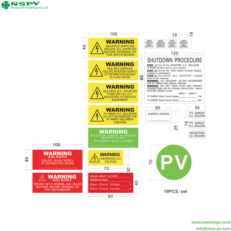 NSPV Solar notice label