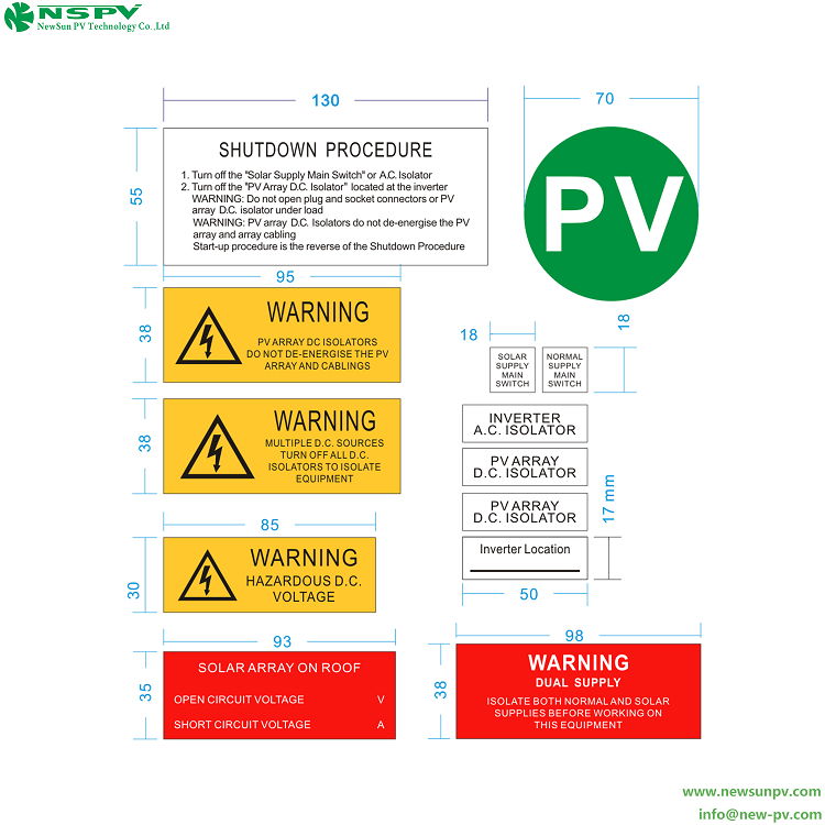 NSPV solar warning label