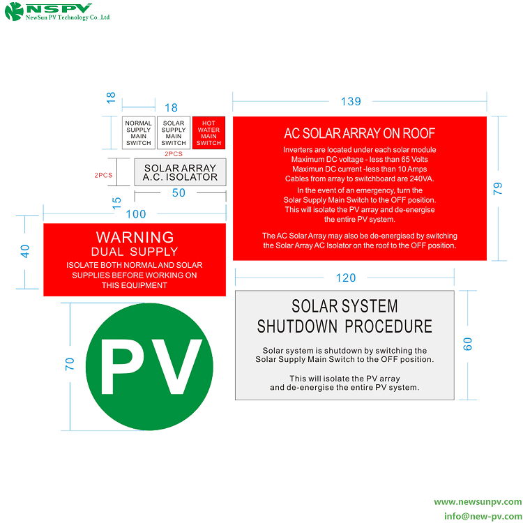 NSPV solar notice label