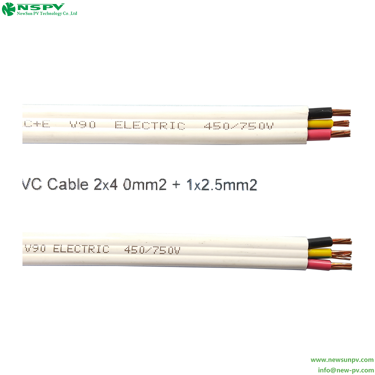 2C+E AC solar twin with earth wire PVC Jacket Twin Cores with Earthing Cable