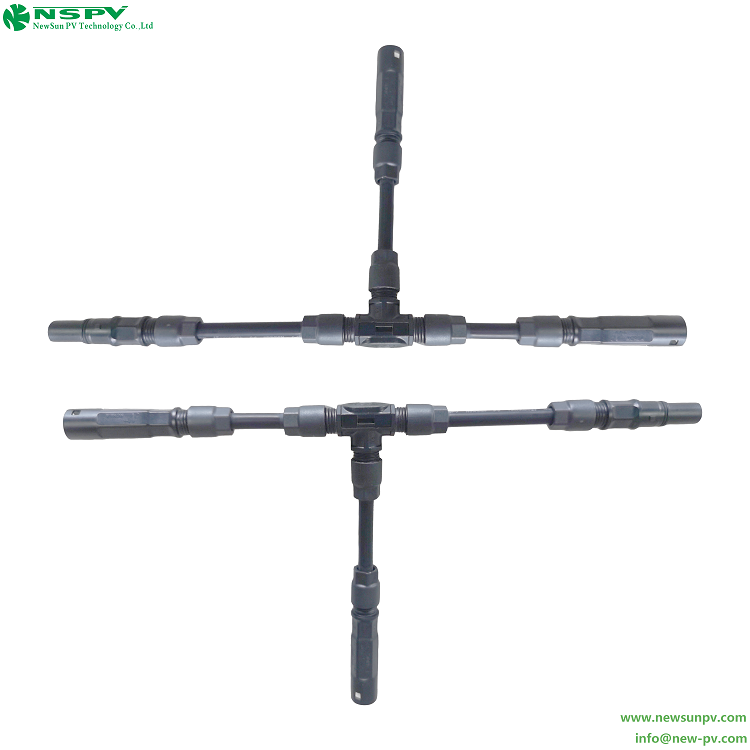 T type 1500VDC Mini Solar Branch Connector IP67 customized cable length 4