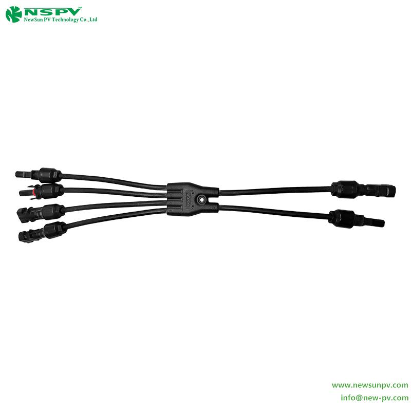 4转2光伏专用Y型线束 1000VDC/1500VDC线缆连接器 2