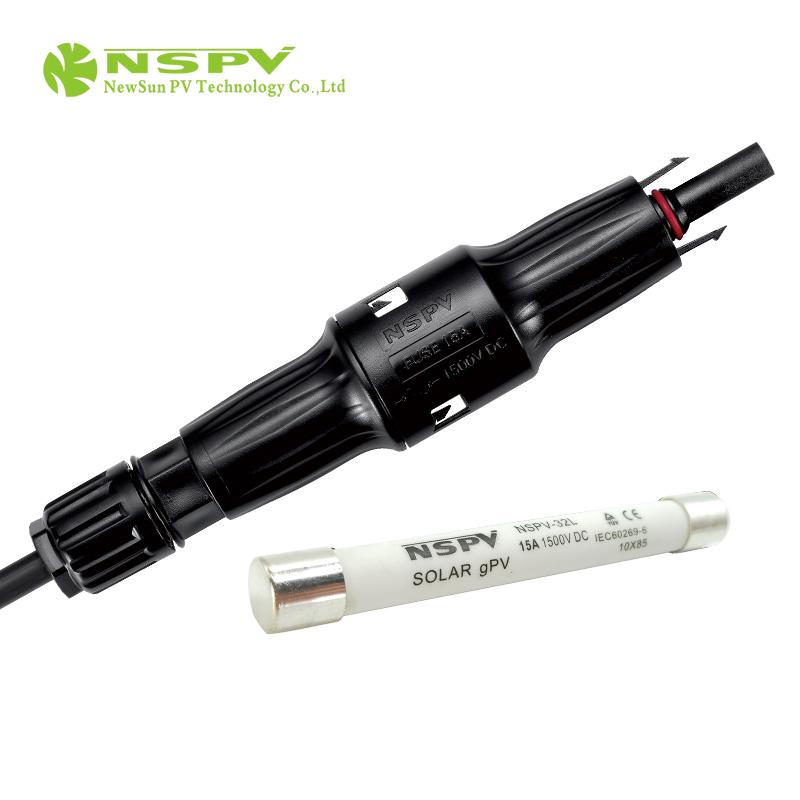 IP68級防水1500VDC光伏保險絲連接器 內置式熔斷器接頭 母頭線端款 2