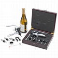 9 pc. wooden wine corkscrew set 