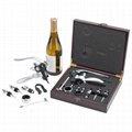 9 pc. wooden wine corkscrew set 