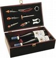 Two bottle wooden wine box with bar accessories