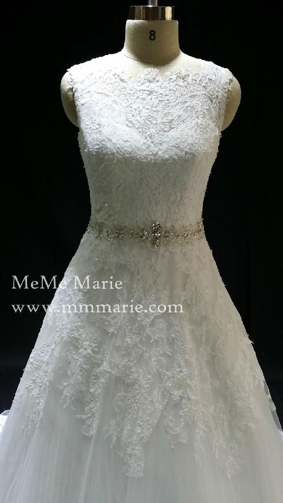 A Line Wedding Dress See Through Corset Bridal Gown with Over Lace 3