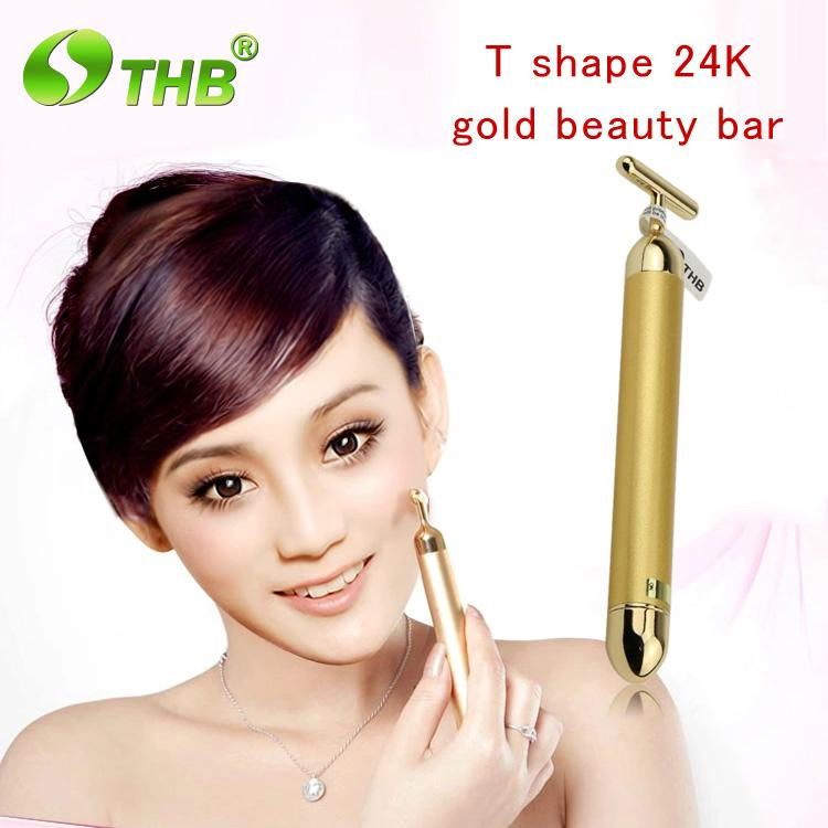 T Shape Golden Vibration Pulse Skin Care Magic Beauty Wand 2