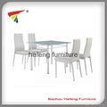 diningroom set, 1 tempered glass dining table with 2 faux leather chairs