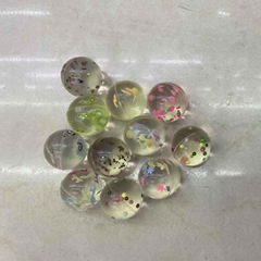 32mm transparent high bouncing ball with sorts of little trinket 