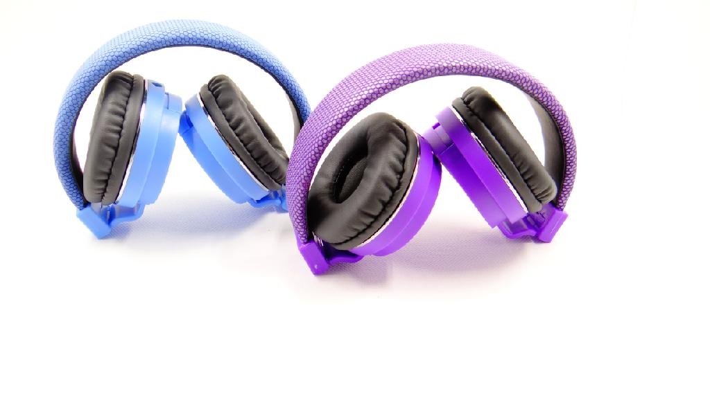 2014 fashion colorful leather headband headset  single wire headphone