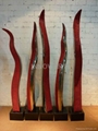 Abstract modern metal sculpture with marble stand  2