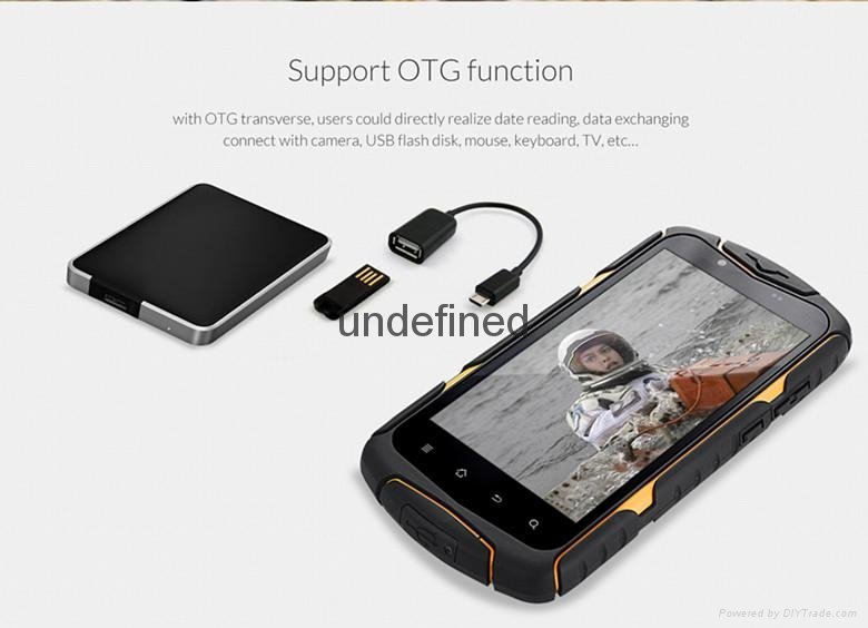 Android 4.4 5.0 inch screen 3-Proof IP68 Waterproof 1.3GHz 1GB/8GB 3G WCDMA Dual