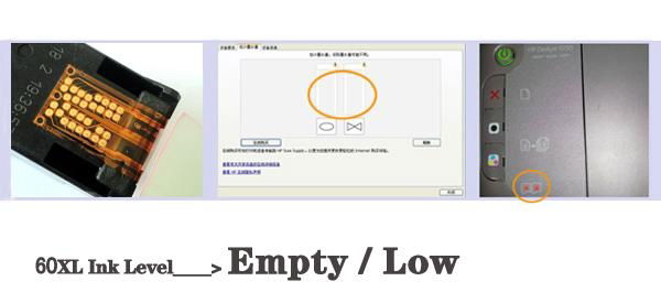 compatible ink cartridge for HP 60XL CC644W chip reset to full ink level 4