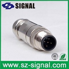 M12 D coding 5 pin male assembly connector（PG9）with brass copper shell