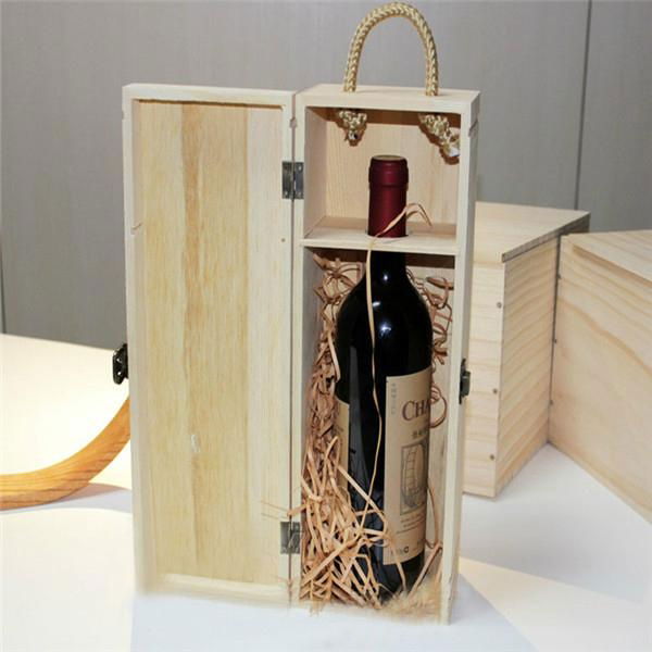 High Quality Pine Wood single double three six Wine Packing Box for Wine 3