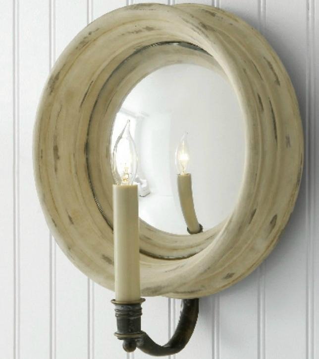 Mirror wood wall lamp