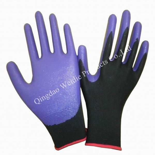 Nitrile dippe working glove with CE certification
