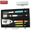 Colourful handle with aluminum case bbq accessories 