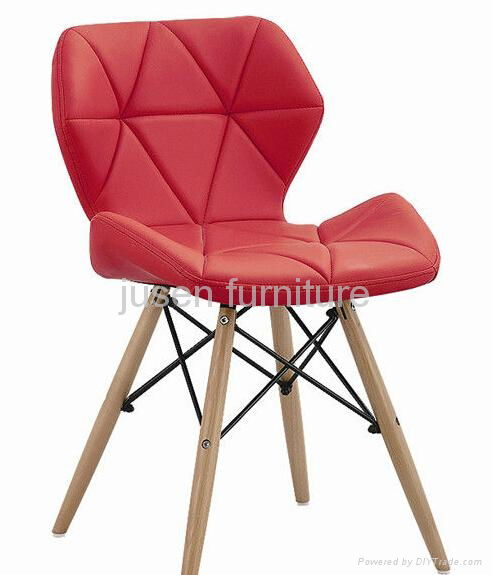 new style dining chair pu leather covered metal and wood base 