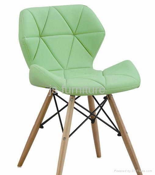 new style dining chair pu leather covered metal and wood base  2