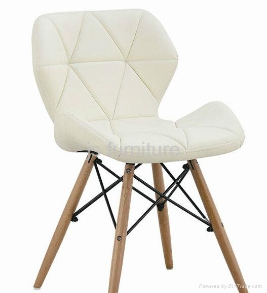 new style dining chair pu leather covered metal and wood base  3
