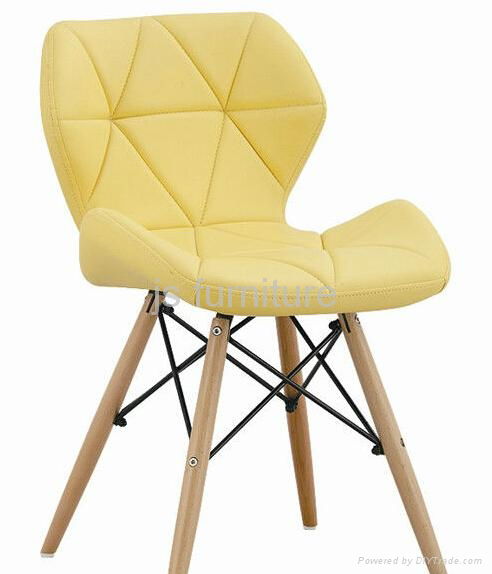 new style dining chair pu leather covered metal and wood base  4