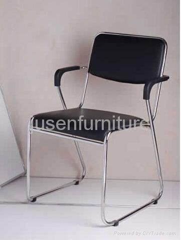hot sale staff chair pu leather chromed metal frame