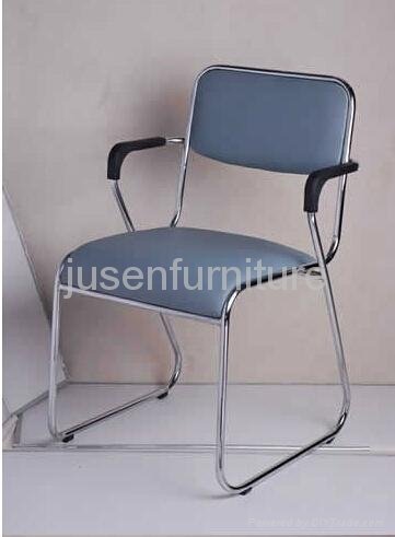 hot sale staff chair pu leather chromed metal frame 2